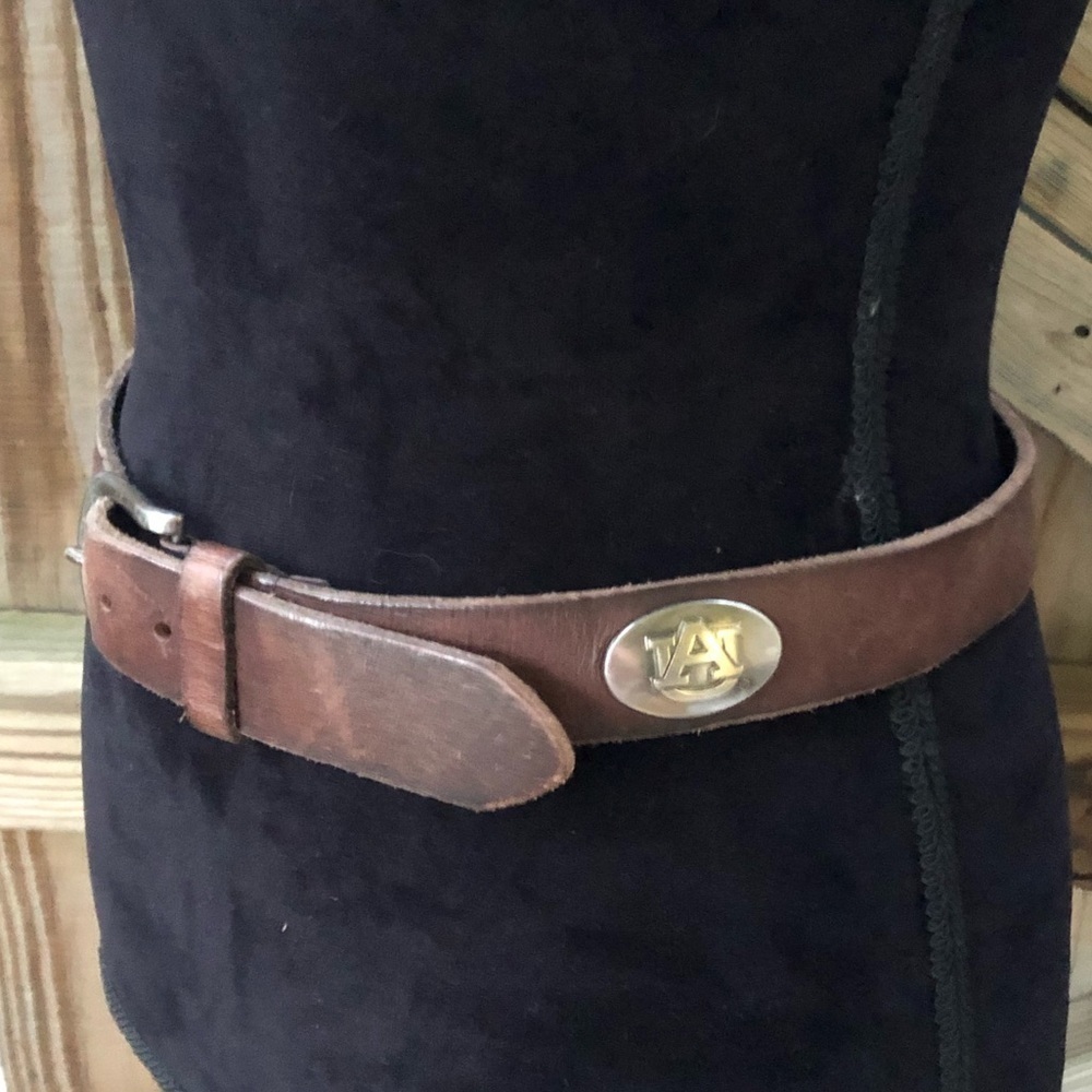 Zep-Pro Auburn Full Grain Leather Belt with Silver Metal AU Conchos Size L
